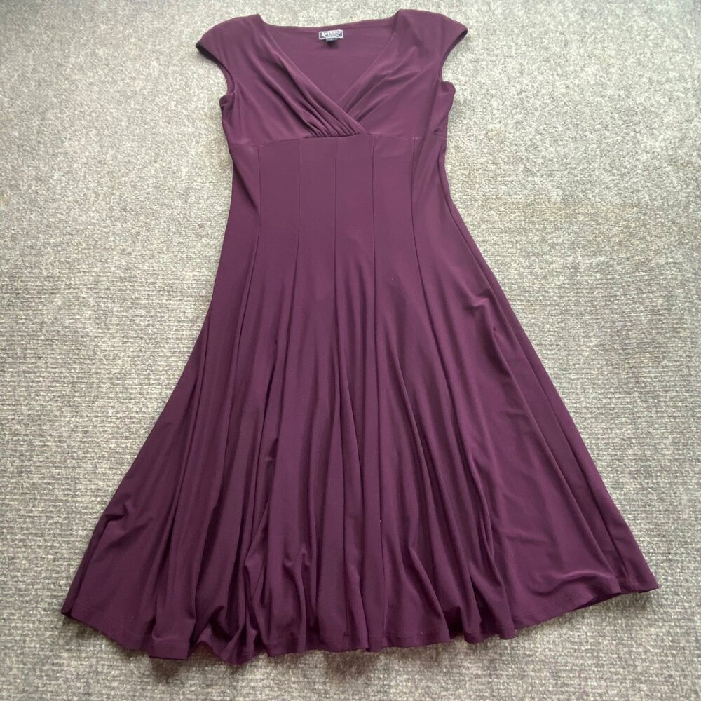 American Living Dress Women's 6 Purple Sleeveless V-Neck Flared Skirt‎ Stretch
